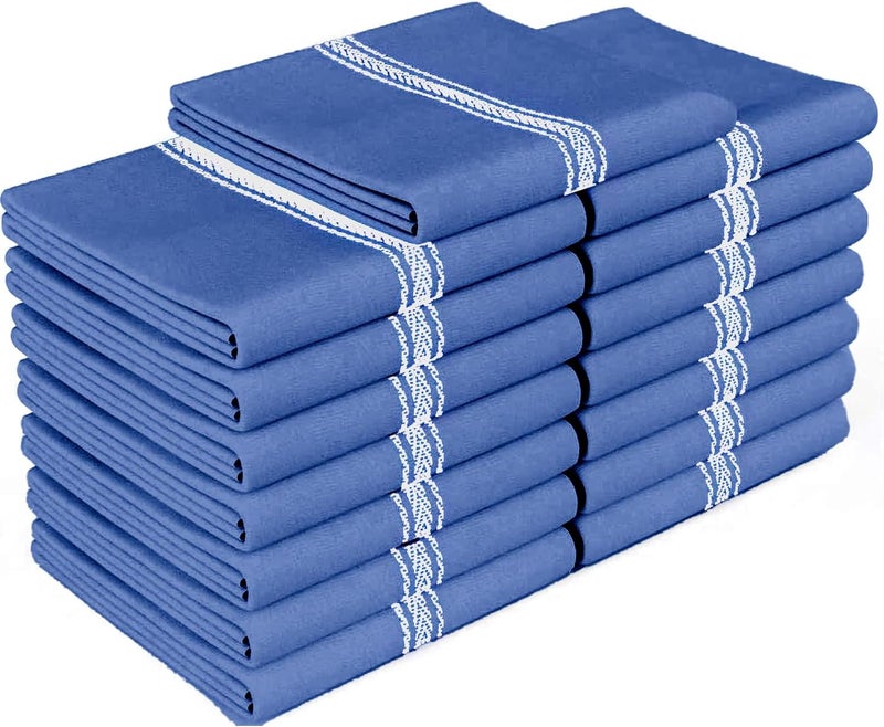 Zeppoli Classic 15 Pack 100% Natural Cotton Kitchen Towel Set, Reusable Wash Cloths, Absorbent Dish Towels, Machine Washable Hand Towels, Kitchen Essentials, 14" x 25" - Navy Blue - Image 1