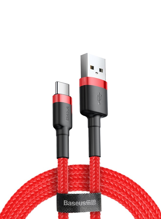 بيسوس كابل Baseus cafule Cable USB For Type-C 3A ١ متر - أحمر أحمر وأسود - Image 1
