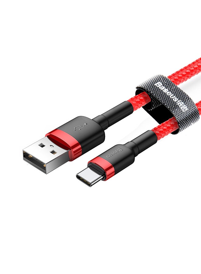 بيسوس كابل Baseus cafule Cable USB For Type-C 3A ١ متر - أحمر أحمر وأسود - Image 3