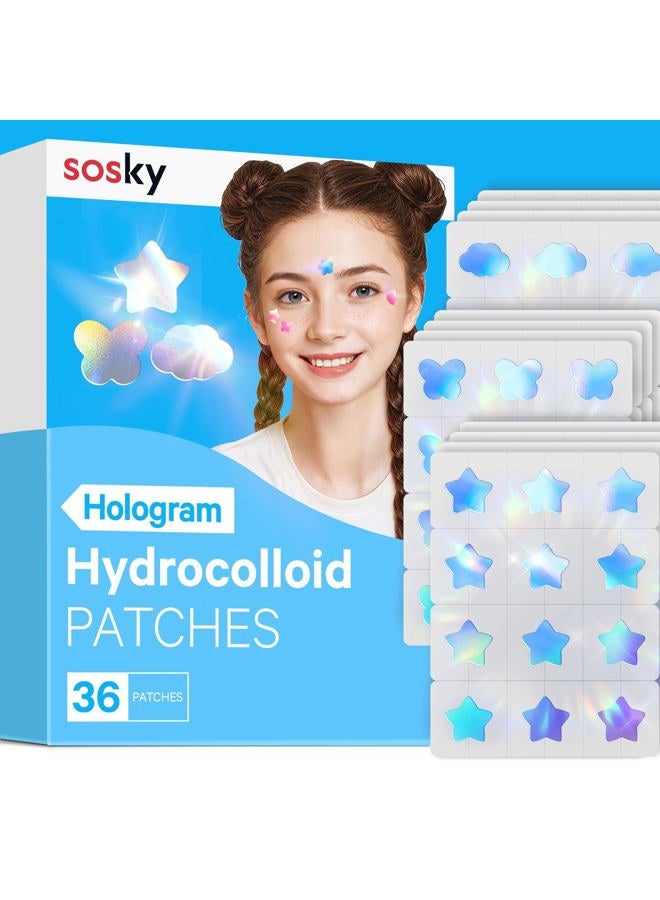 Sosky Pimple patches blue star cloud butterfly 12MM 36PCS Hologram - Image 1