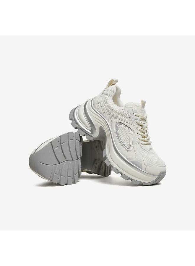 Tata  Spring Mall Fashion Casual Versatile Women's Dad Sneakers Beige/silver (single Lining) Size 36 - Image 5