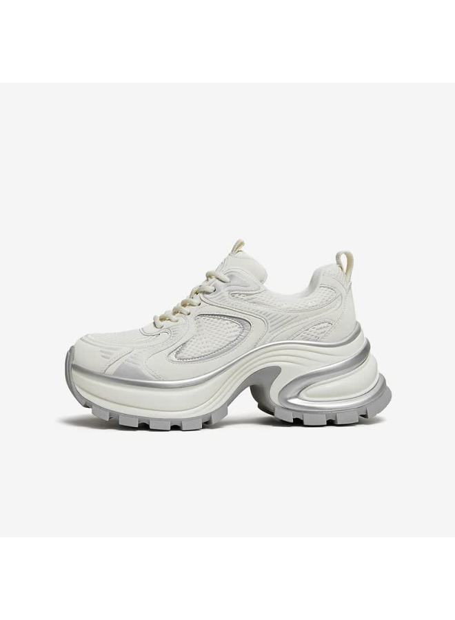 Tata  Spring Mall Fashion Casual Versatile Women's Dad Sneakers Beige/silver (single Lining) Size 36 - Image 2