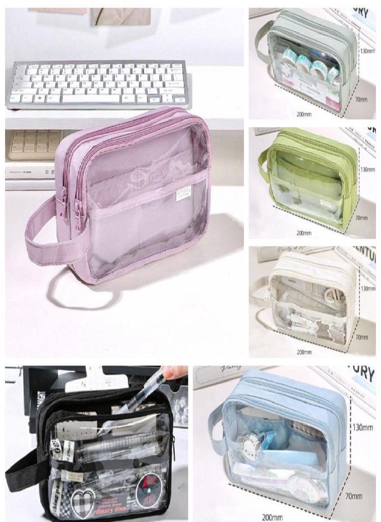 Eckek - Large Capacity Transparent Large Capacity Pencil Bag Transparent    Office School Supplies - Image 1