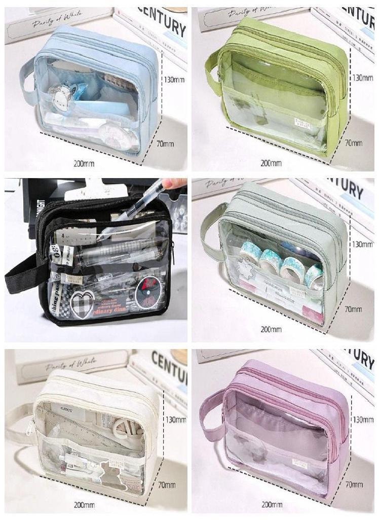 Eckek - Large Capacity Transparent Large Capacity Pencil Bag Transparent    Office School Supplies - Image 1
