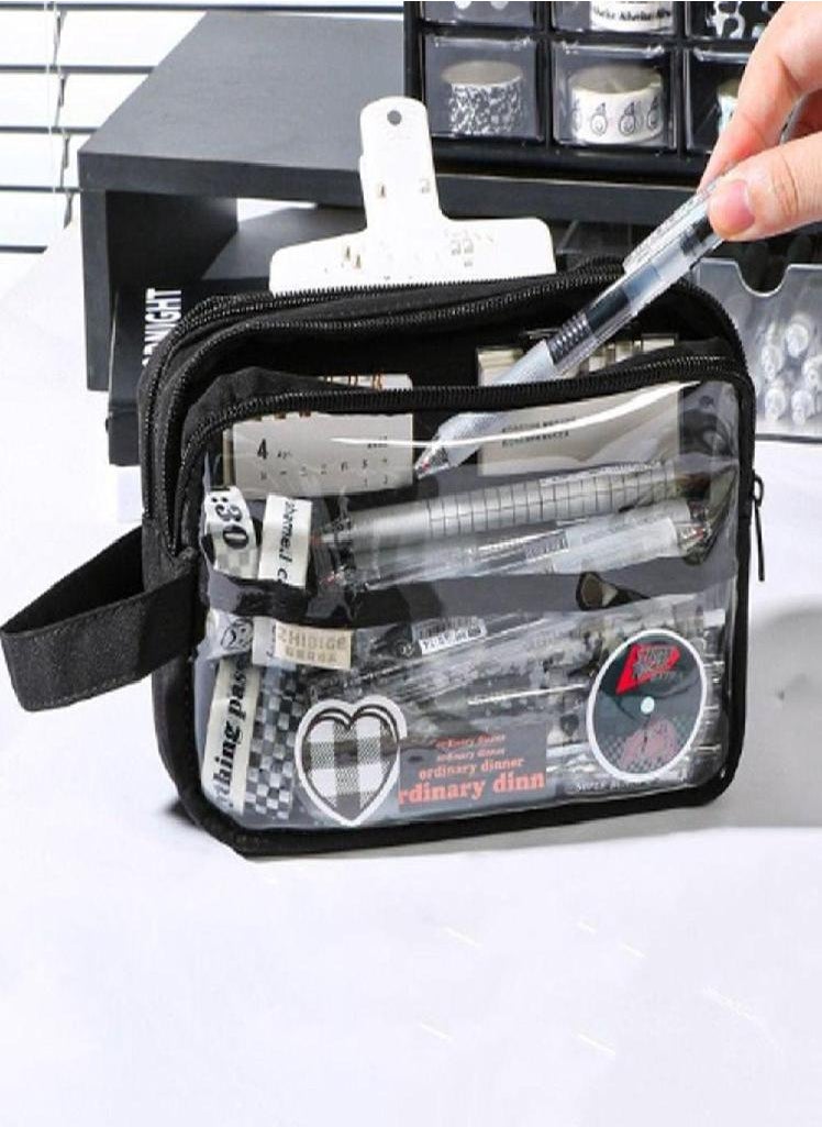 Eckek - Large Capacity Transparent Large Capacity Pencil Bag Transparent    Office School Supplies - Image 1