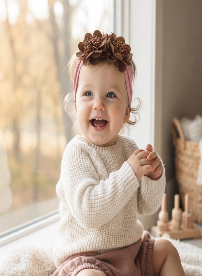 SYGA Baby Headbands Nylon Soft Strechable Flower Hairbands for Newborns, Infants, Toddlers and Kids 0-3 Years (Taro Purple) - Image 2