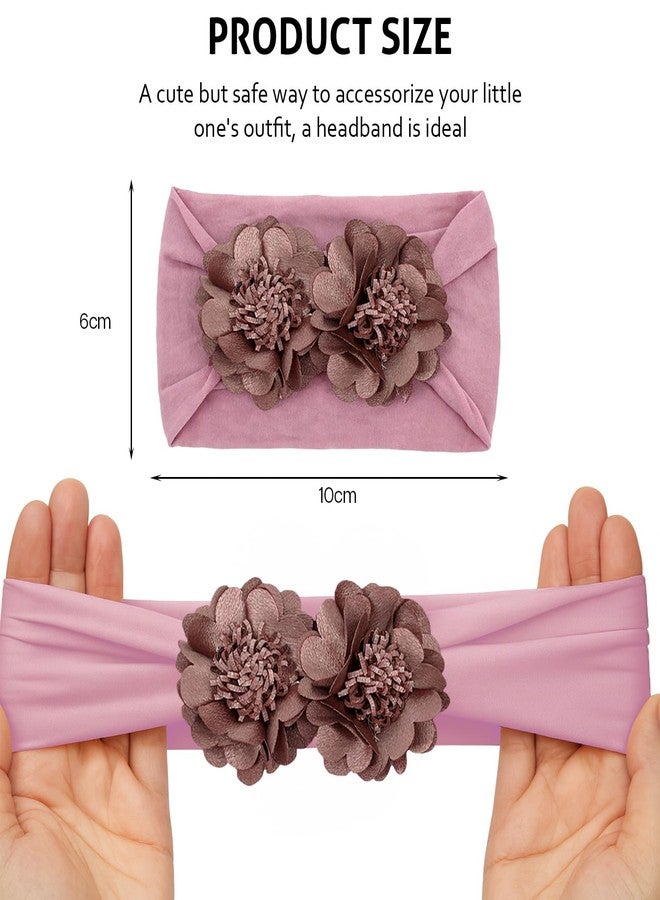 SYGA Baby Headbands Nylon Soft Strechable Flower Hairbands for Newborns, Infants, Toddlers and Kids 0-3 Years (Taro Purple) - Image 4