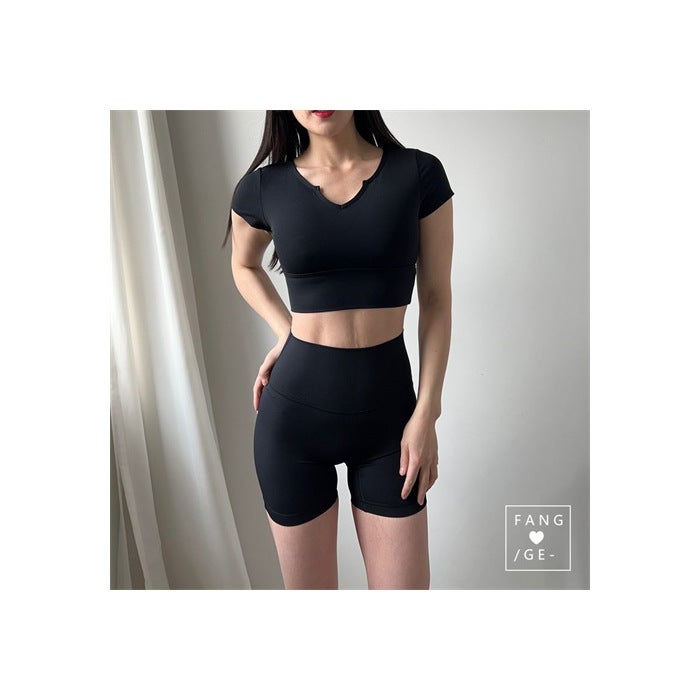 Generic Yoga Short-sleeved Waistless Sports Top Short-sleeved Pure Desire Yoga Wear Short-sleeved Slim Intimates Short Fitness Clothing Green - Image 4