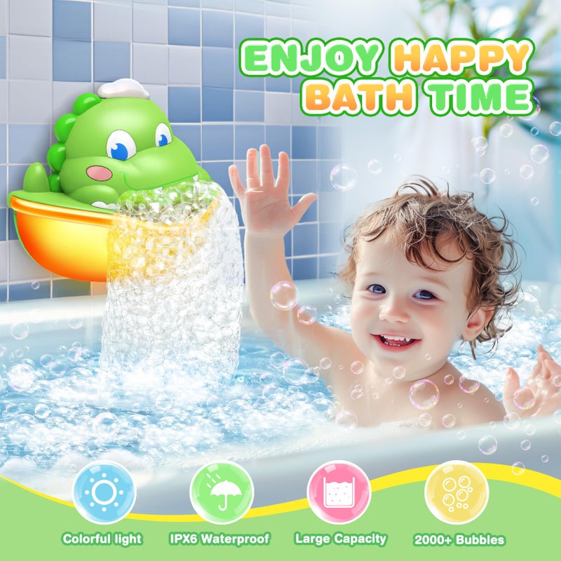 Puidapo Dinosaur Bath Toys,Baby Bath Toys Light Up Bath Bubble Machine Automatic Bath Bubble Maker with Colourful Light Bathtime Shower Bath Toys for Kids Ages 1-3 4-8 Birthday Gift for Toddler Boys Girls - Image 3