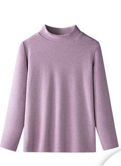 Loquat Children's Solid Color Half High Collar Thick Thermal Underwear Shirt Cold Weather Base Layer,Long Sleeve T-Shirt Loungewear Dark Purple 