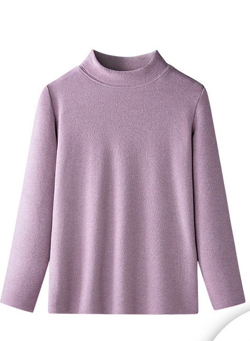 إسكدنيا Children's Solid Color Half High Collar Thick Thermal Underwear Shirt Cold Weather Base Layer,Long Sleeve T-Shirt Loungewear Dark Purple 