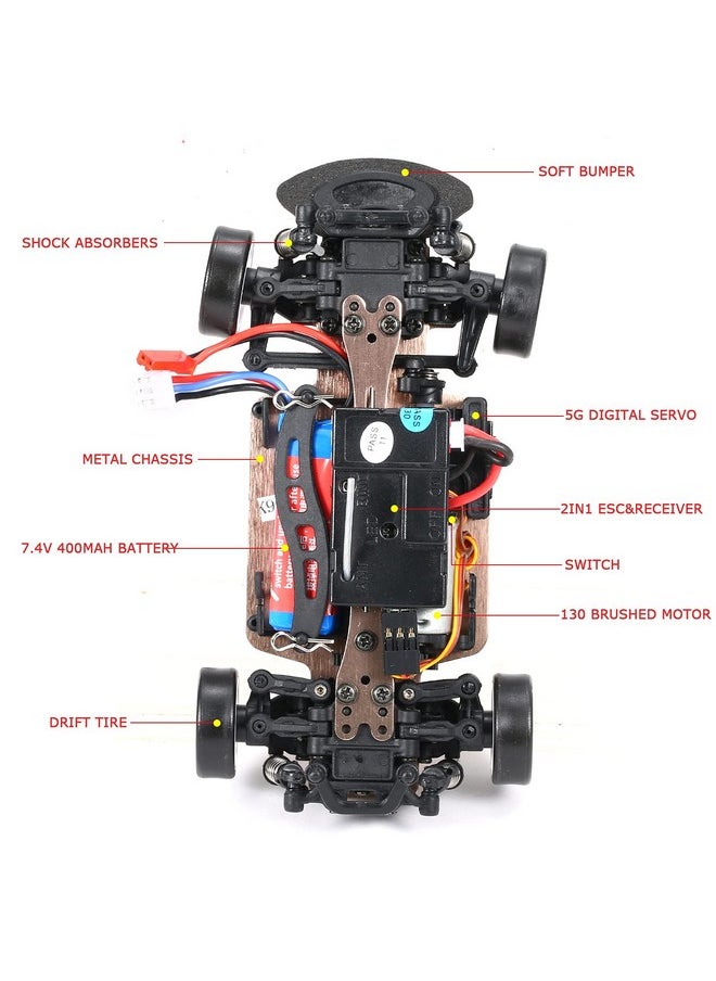 GoolRC GoolRC WLtoys K969 RC Car, 1:28 Scale 2.4GHz Remote Control Car, 4WD 30KM/H High Speed RC Racing Car, Drift Car for Kids and Adults  - Image 5