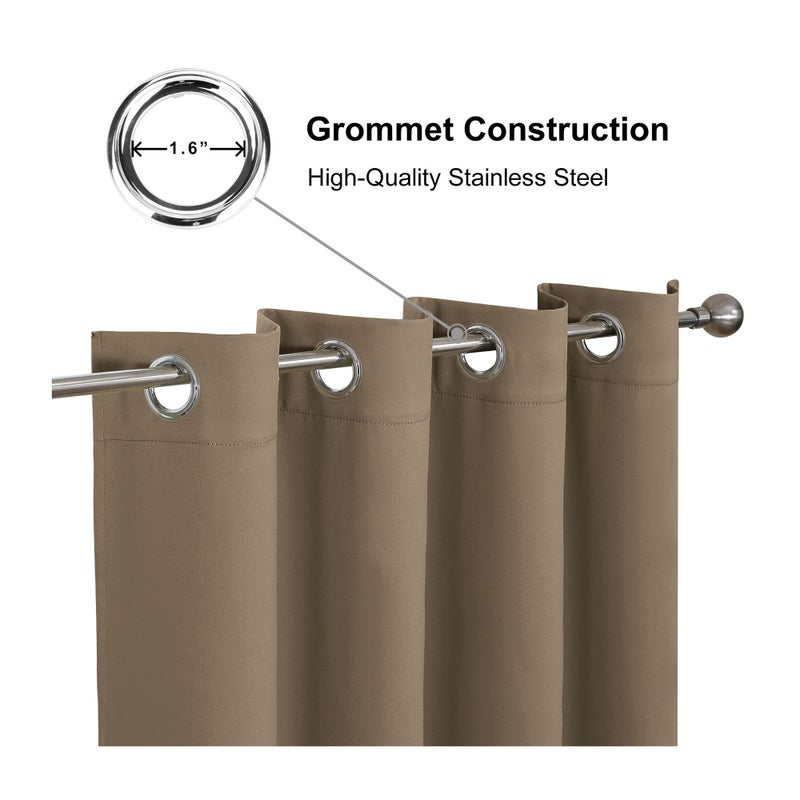 Cucraf Khaki Blackout Curtains 84 Inch Length 2 Panels Set  Room Darkening Curtains & Drapes For Living Room Bedroom  Thermal Insulated Light Blocking Grommet Window Curtain (W52 X L84 Inch) - Image 2