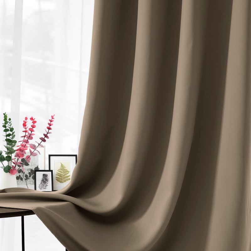 Cucraf Khaki Blackout Curtains 84 Inch Length 2 Panels Set  Room Darkening Curtains & Drapes For Living Room Bedroom  Thermal Insulated Light Blocking Grommet Window Curtain (W52 X L84 Inch) - Image 4