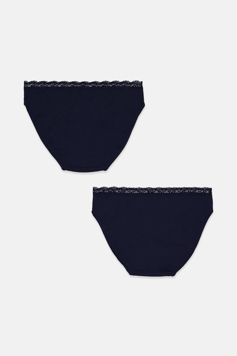Tchibo Women 2 Pcs Silky Plain Panties, Navy - Image 2