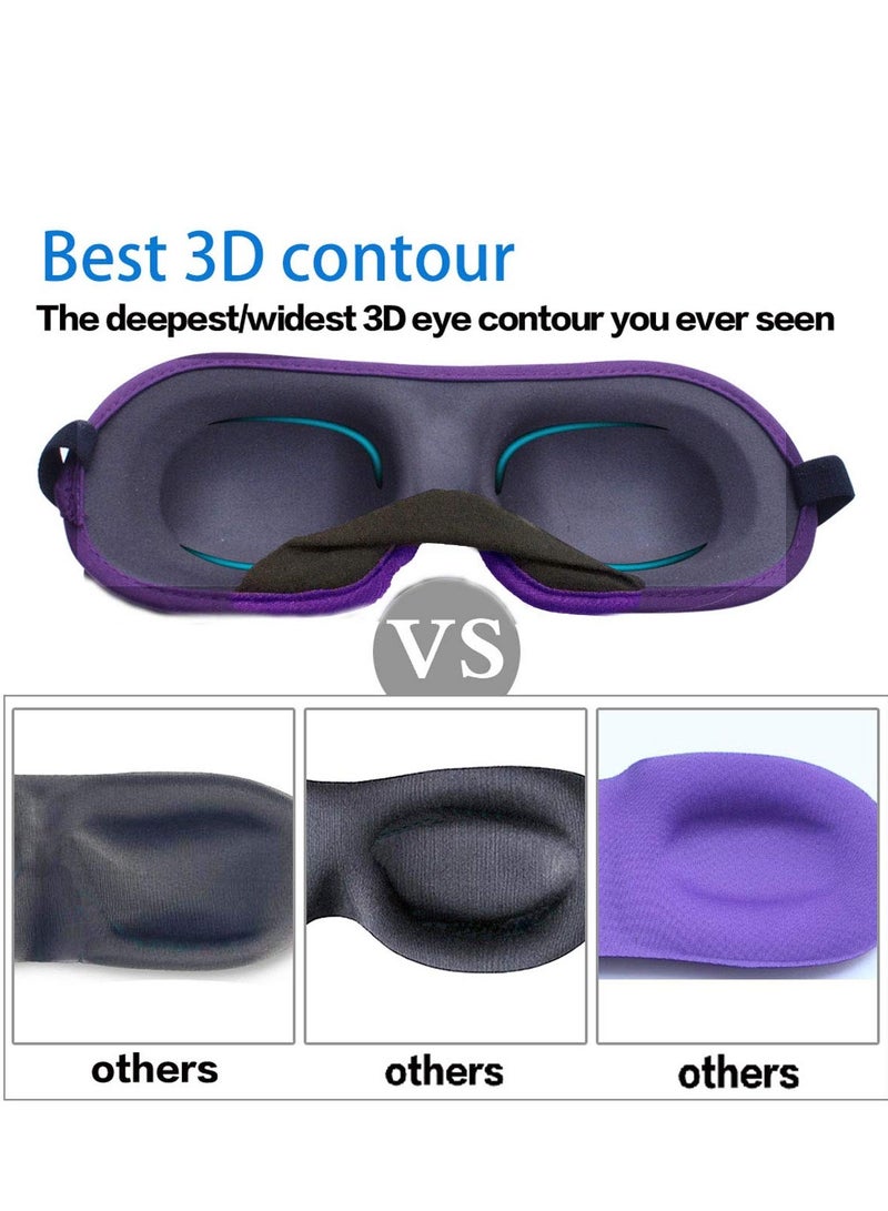 SYOSI Sleep Mask Pack of 2, 100% Light Blocking 3D Eye Masks for Sleeping, Soft Comfort Eye Shade Cover, Blackout Eye Covers for Travel Yoga Nap (Black+Purple)  - Image 4