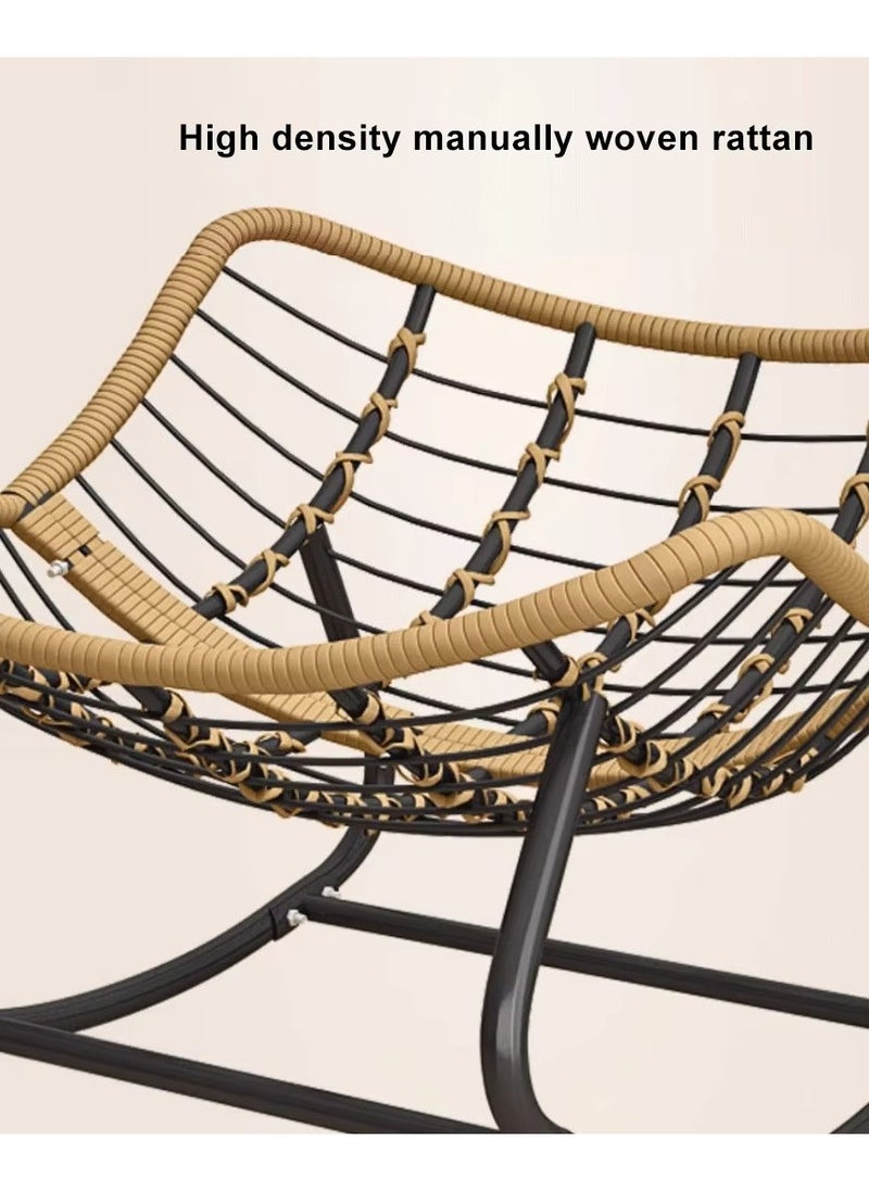 Generic - Outdoor Papasan Rocking Chair - Oversized Comfy Patio Chair Indoor Egg Royal Rattan Rocking Chair with Cushion for Front Porch Lounge Lawn Bedroom Living Room - Image 1