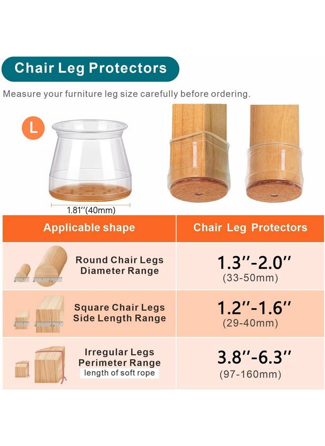 ANSIBLE Ansible 24 Pcs Chair Leg Floor Protectors, Silicone Felt Furniture Leg Pads Caps Covers for Hardwood Floors (fit:1.3''-2'')  - Image 4