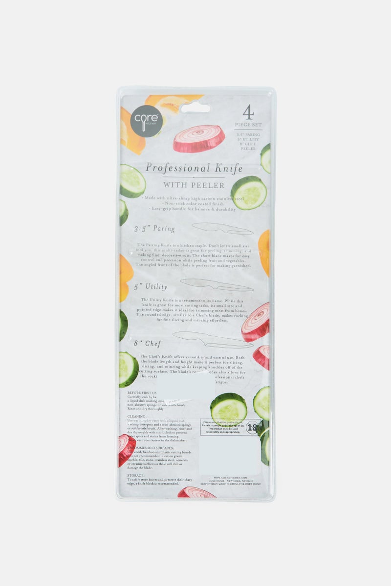 Core Kitchen 4Piece Professional Knife Set With Peeler, Black - Image 2