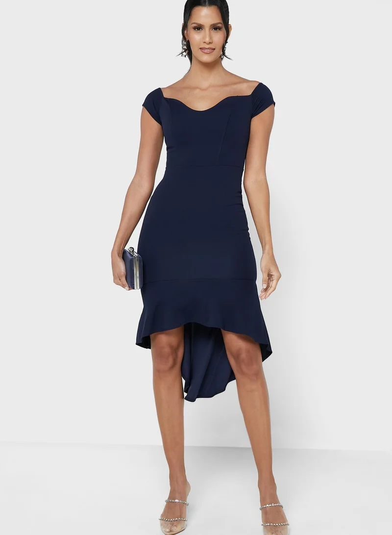 John Zack Off-Shoulder Ruffle Dress