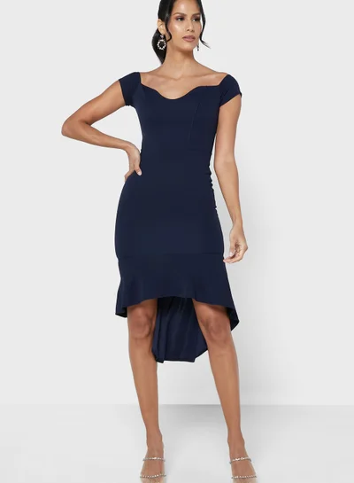 John Zack Off-Shoulder Ruffle Dress