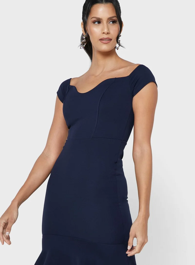 John Zack Off-Shoulder Ruffle Dress