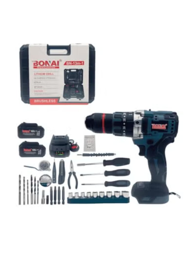 BONAI BONAI BN-13m-1 168VF Cordless Brushless Drill – 65Nm Torque, Dual 7.0Ah Batteries  - Image 1