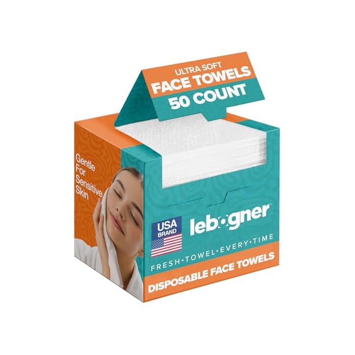 Face Towels - Ultra Soft and Thick Disposable Face Towelettes for Women - Biodegradable Facial Towels for Sensitive Skin - Face Cleansing, Makeup Removal, 10x12 Extra Large - 50 Pack