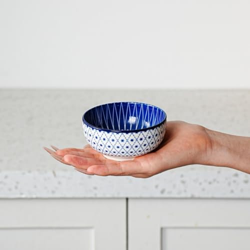 Cerkik Ceramic Dipping Bowls Set - 4 Oz Small Dessert Bowl 3.5 Inch Porcelain Small Bowls for Side Dishes, Snack, Yogurt, Appetizer - Microwave Dishwasher Safe - Set of 6 - Vintage Blue - Image 2