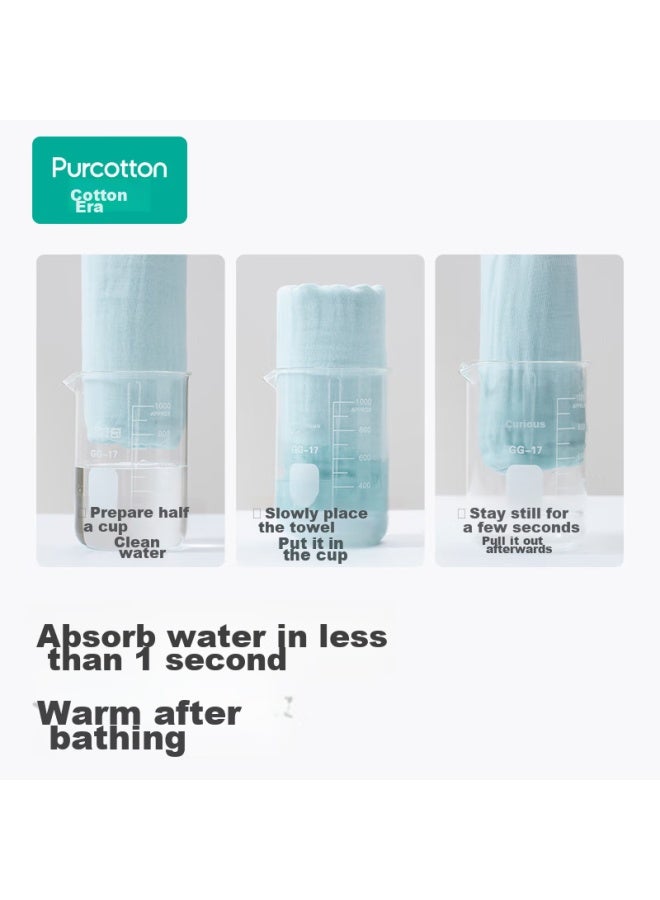 Purcotton Gauze Bath Towel For Home Use, Absorbent, Quick-drying, Bath Towel, Skin-friendly, Soft, 90*160cm Cotton Lace Yellow - Image 4