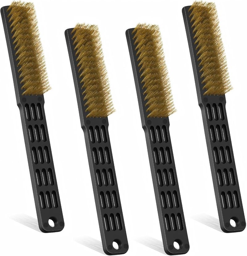 KASTWAVE 4 Pcs Shoe Polishing Brush,Bowling Shoe Brushes Wire for Cleaning Bowling Accessories Professional Cleaning Brass Metal Brush Set for Dirt and Paint Improve Scrubbing Removing Automotive Welding Slag - Image 1