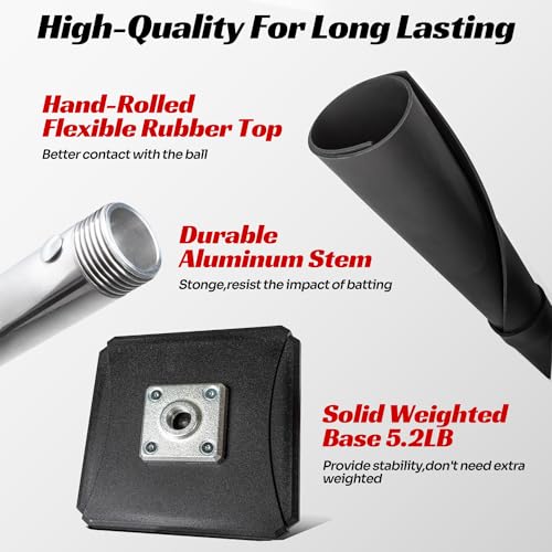 JASCOPRO Portable Batting Tee,Height Adjustable from 25-37 inch Hitting Tee For Baseball and Softball, Easy Assemble Premium Baseball Tee with Rubber Top,Metal Base Softball Tee for Kids/Youths/Adults - Image 3