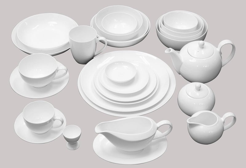 HomeVss Bone China Coupe Shape Elegance White Royal Bow 24oz Case of 6 - Image 5