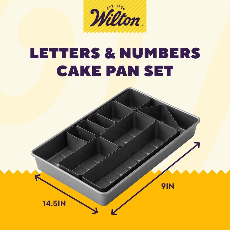 Wilton Letters and Numbers Adjustable NonStick Cake Pan Set 10Piece Set Steel - Image 3