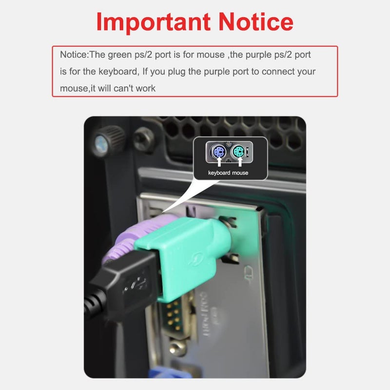 Oxsubor PS2 to USB Female,PS/2 Male Converter Changer Adapter for Keyboard Mouse 2pcs by Oxusbor(Notice:Can't Match All Motherboard) - Image 5