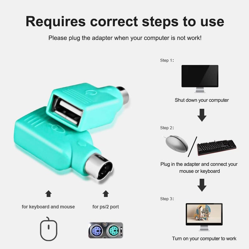 Oxsubor PS2 to USB Female,PS/2 Male Converter Changer Adapter for Keyboard Mouse 2pcs by Oxusbor(Notice:Can't Match All Motherboard) - Image 4