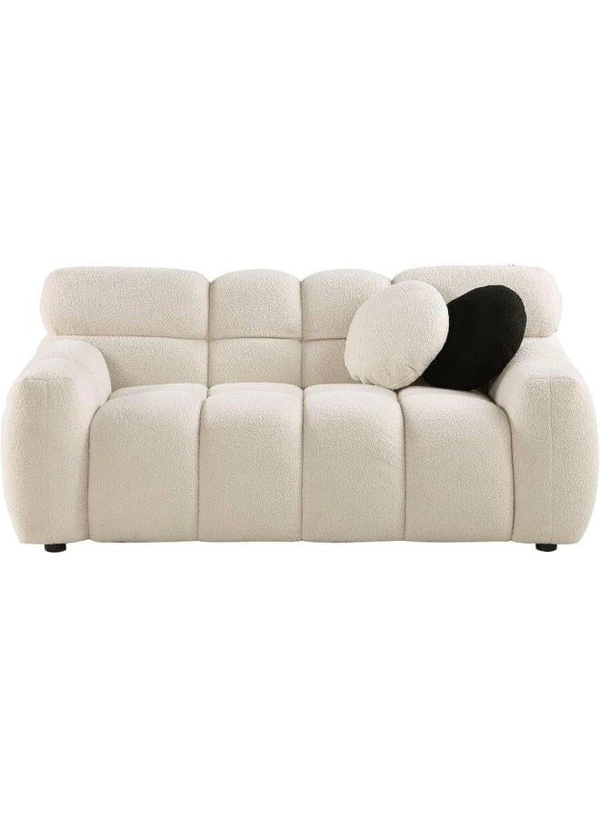 Zayn comforts Square Double Sofa  Cozy Sherpa Comfort Meets Sleek Design (Beige, 2 Seater) - Image 3