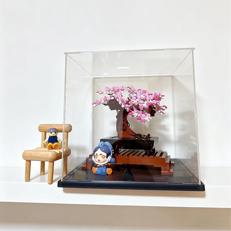 إليبيور علبة عرض أكريليك 3 مم لمجموعة Lego 43019 كرة قدم 10375 Toothless Dragons 10281 Bonsai 75433 21590 75403 43287 تمثال، صندوق بليكسي جلاس شفاف سميك مع إضاءة LED، داخلي أسود 25×25×25 سم - Image 5