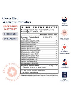 Best Nest Wellness Clever Bird Womens Probiotics Women 50 Billion Cfu 13 Strains Patented Delayed Released Capsules For Digestive Health Probiotic Supplement Includes Bonus Smart Brain Guide 30 Ct  - Image 3