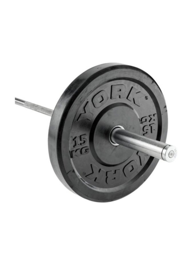 YORK 15Kg Rubber Weight Plate 1 Piece (Black) - Image 1