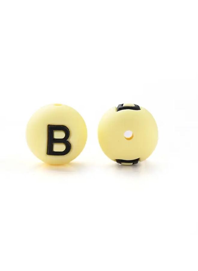 Bright Yellow 15mm Large White Core Letter Beads DIY Craft For Bracelets Keychains - Image 1