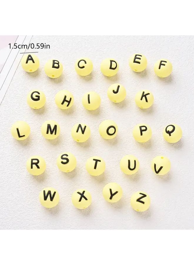 Bright Yellow 15mm Large White Core Letter Beads DIY Craft For Bracelets Keychains - Image 5
