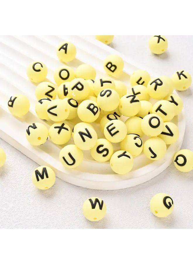 Bright Yellow 15mm Large White Core Letter Beads DIY Craft For Bracelets Keychains - Image 4