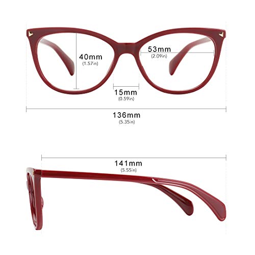 MEETSUN Non Prescription Glasses Frames For Women，Retro Cateye Fake Eyeglasses HD Clear Lens (Dark Red Frame Clear Lens) - Image 5
