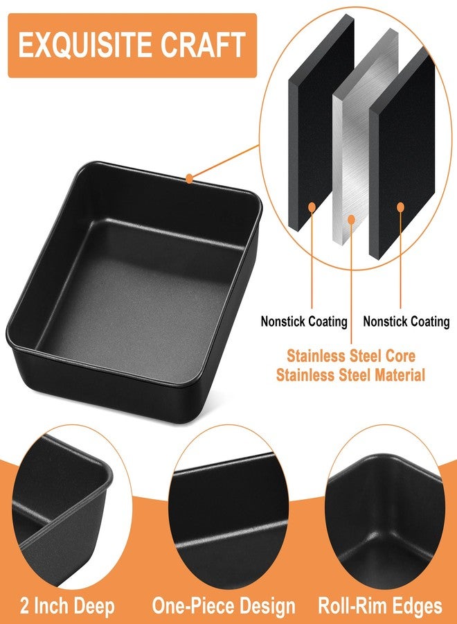 E-far 8x8 Baking Pan, Nonstick Square Cake Pan with Stainless Steel Core, Black Metal Bakeware for Brownies Lasagna Cakes, Non-toxic & Easy Clean, 2 Inch Deep - Image 3