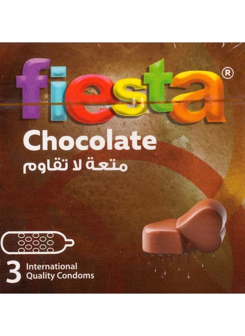 FIESTA - Fiesta Chocolate Condoms - Dotted & Flavored 3 Pcs - Image 1