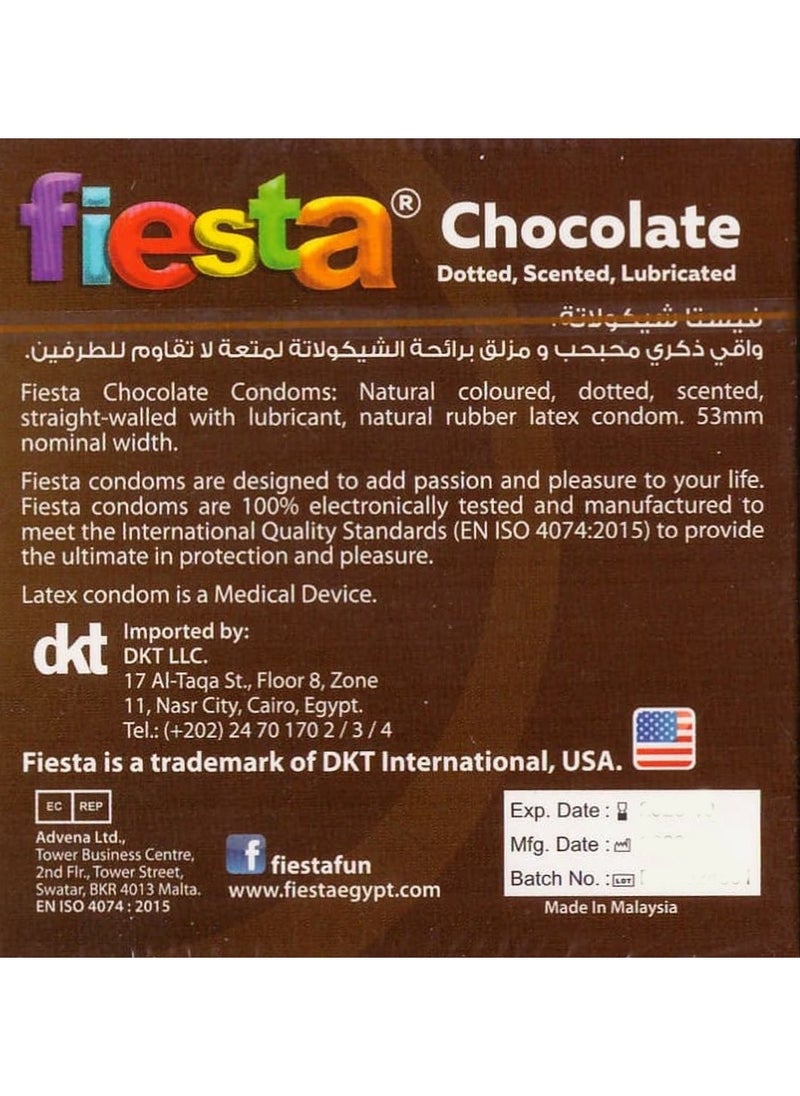 FIESTA - Fiesta Chocolate Condoms - Dotted & Flavored 3 Pcs - Image 1
