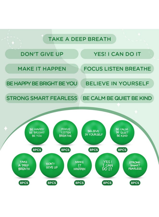 Shappy 72 Pcs Inspirational Stress Relief Balls Motivational Stress Ball Encouraging PU Bulk Squish Balls for Adults Small Therapy Fidget Relief Toys for Valentines Gifts Fidget Anxiety Anger(Green) - Image 3