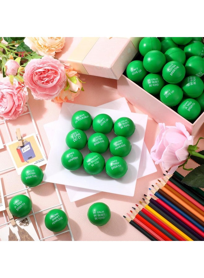 Shappy 72 Pcs Inspirational Stress Relief Balls Motivational Stress Ball Encouraging PU Bulk Squish Balls for Adults Small Therapy Fidget Relief Toys for Valentines Gifts Fidget Anxiety Anger(Green) - Image 5