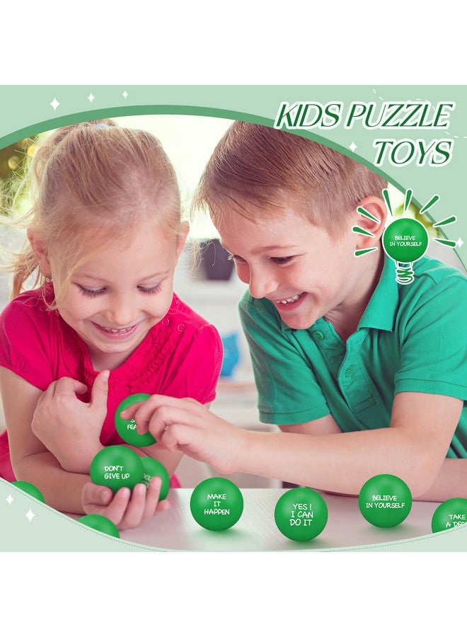 Shappy 72 Pcs Inspirational Stress Relief Balls Motivational Stress Ball Encouraging PU Bulk Squish Balls for Adults Small Therapy Fidget Relief Toys for Valentines Gifts Fidget Anxiety Anger(Green) - Image 4